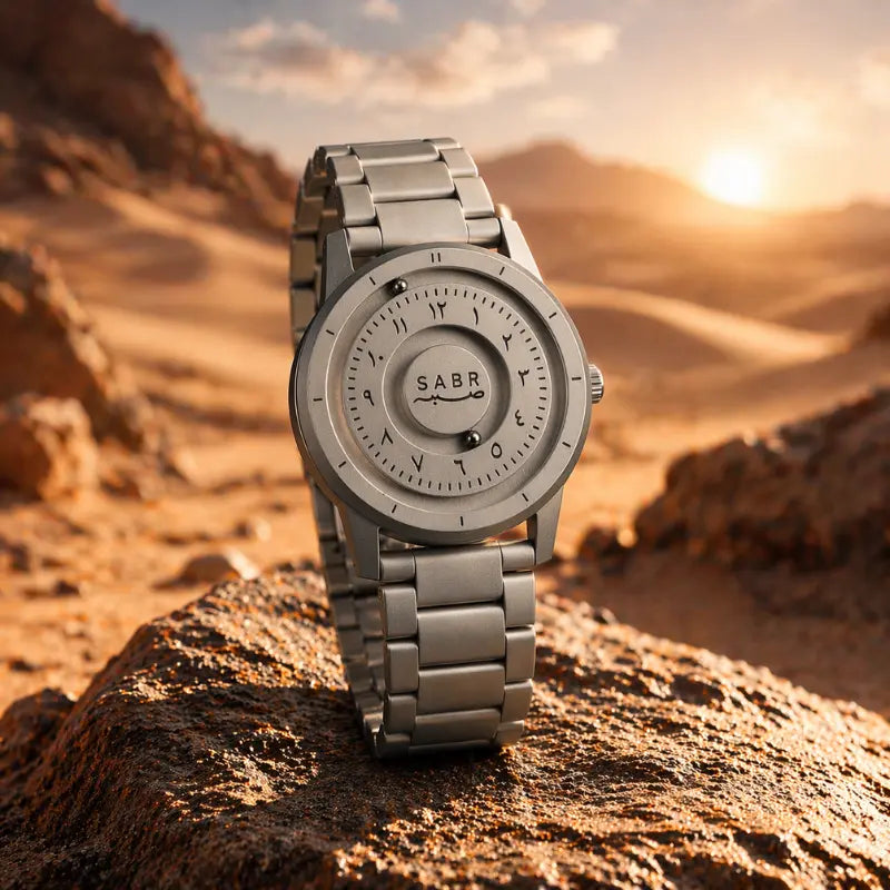 Montre « SABR » avec Chiffres Arabe et Bracelet en Acier - Édition Full Silver Waqti Store