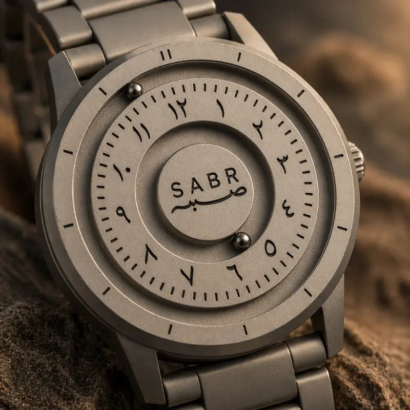Montre « SABR » avec Chiffres Arabe et Bracelet en Acier - Édition Full Silver Waqti Store