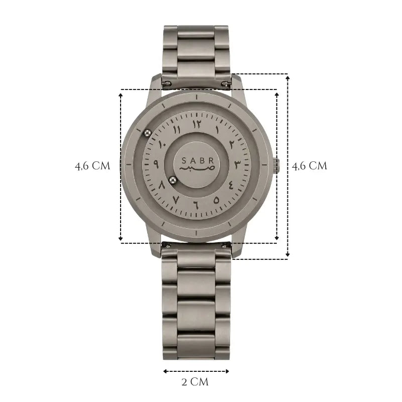 Montre « SABR » avec Chiffres Arabe et Bracelet en Acier - Édition Full Silver Waqti Store