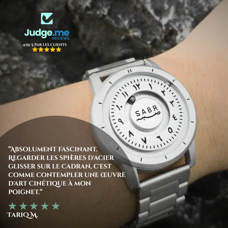 Montre « SABR » avec Chiffres Arabe et Bracelet en Acier - Édition Full Black Waqti Store